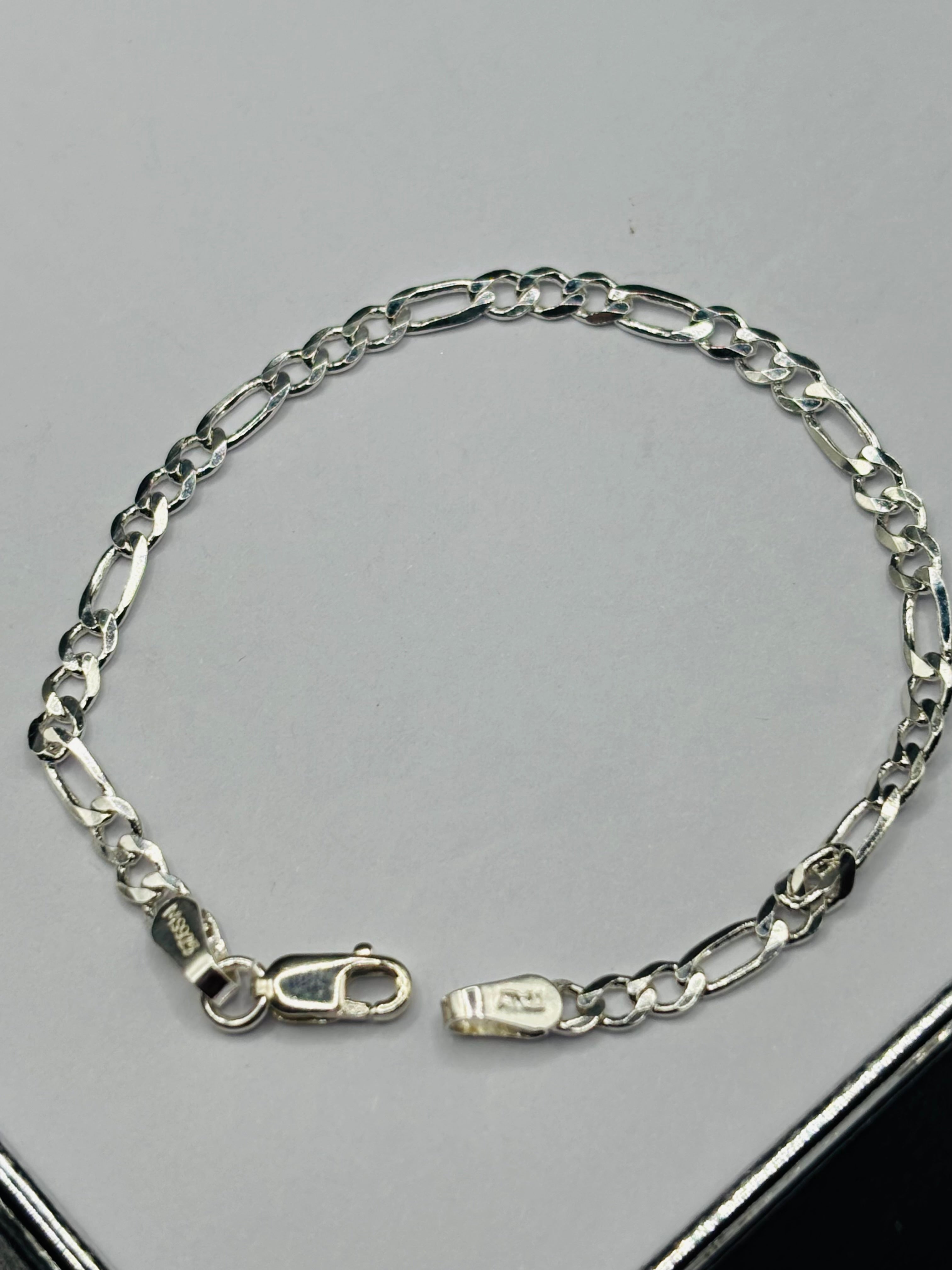 S925 Silver Figaro Kids Bracelet
