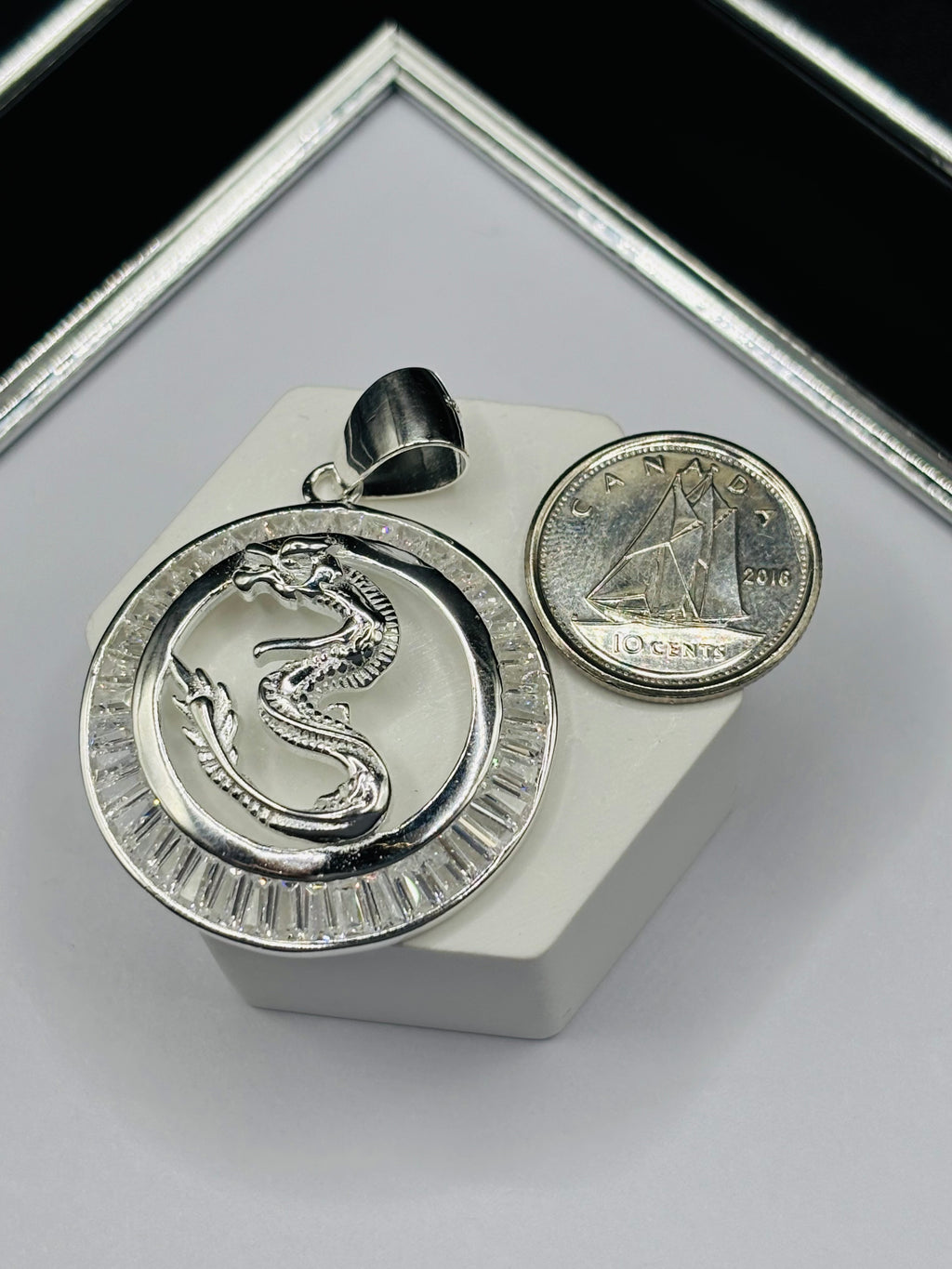 S925 Silver Circle Dragon Pendant