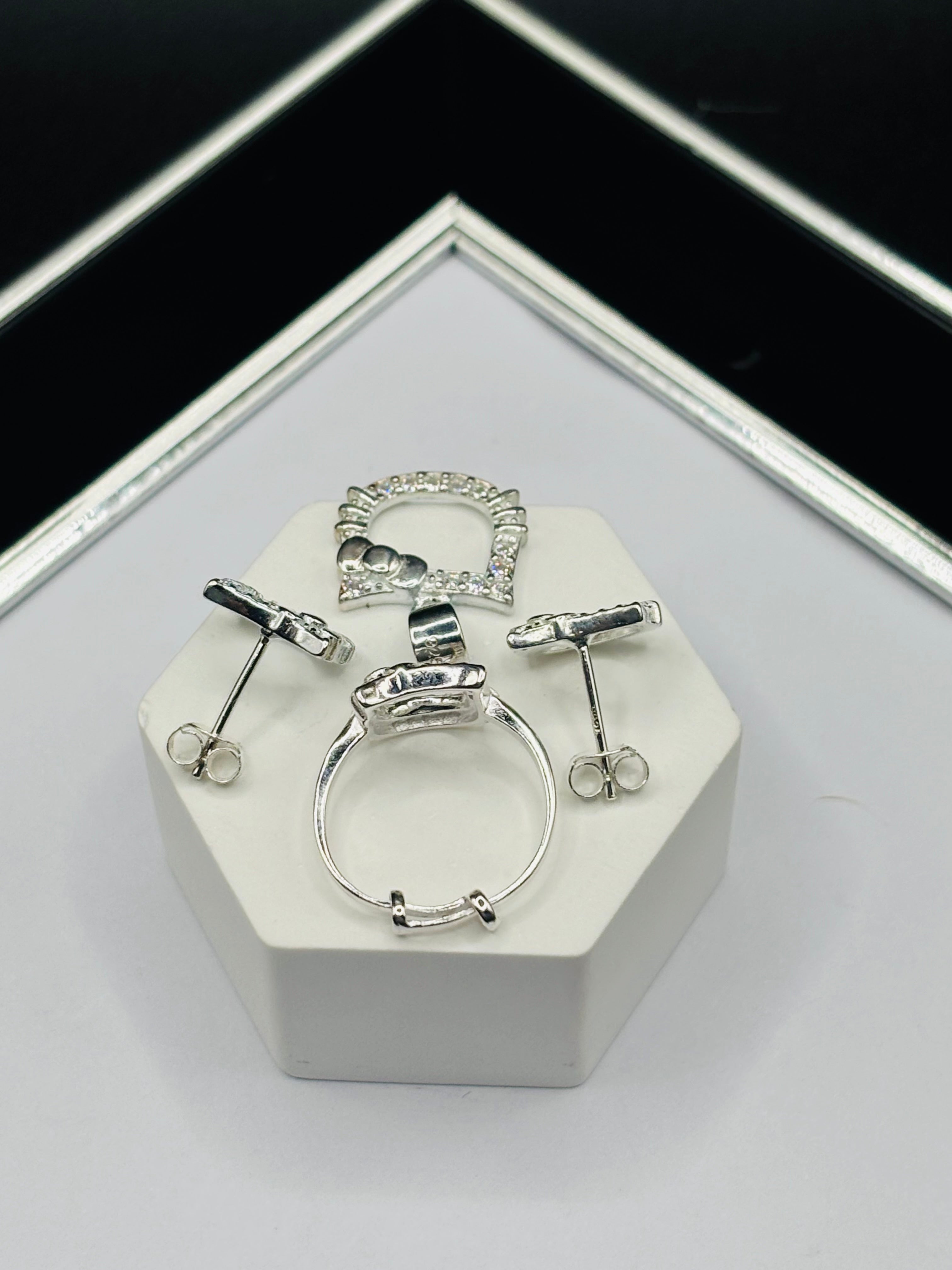 S925 Silver HK Ring, Earrings and Pendant Kids Set