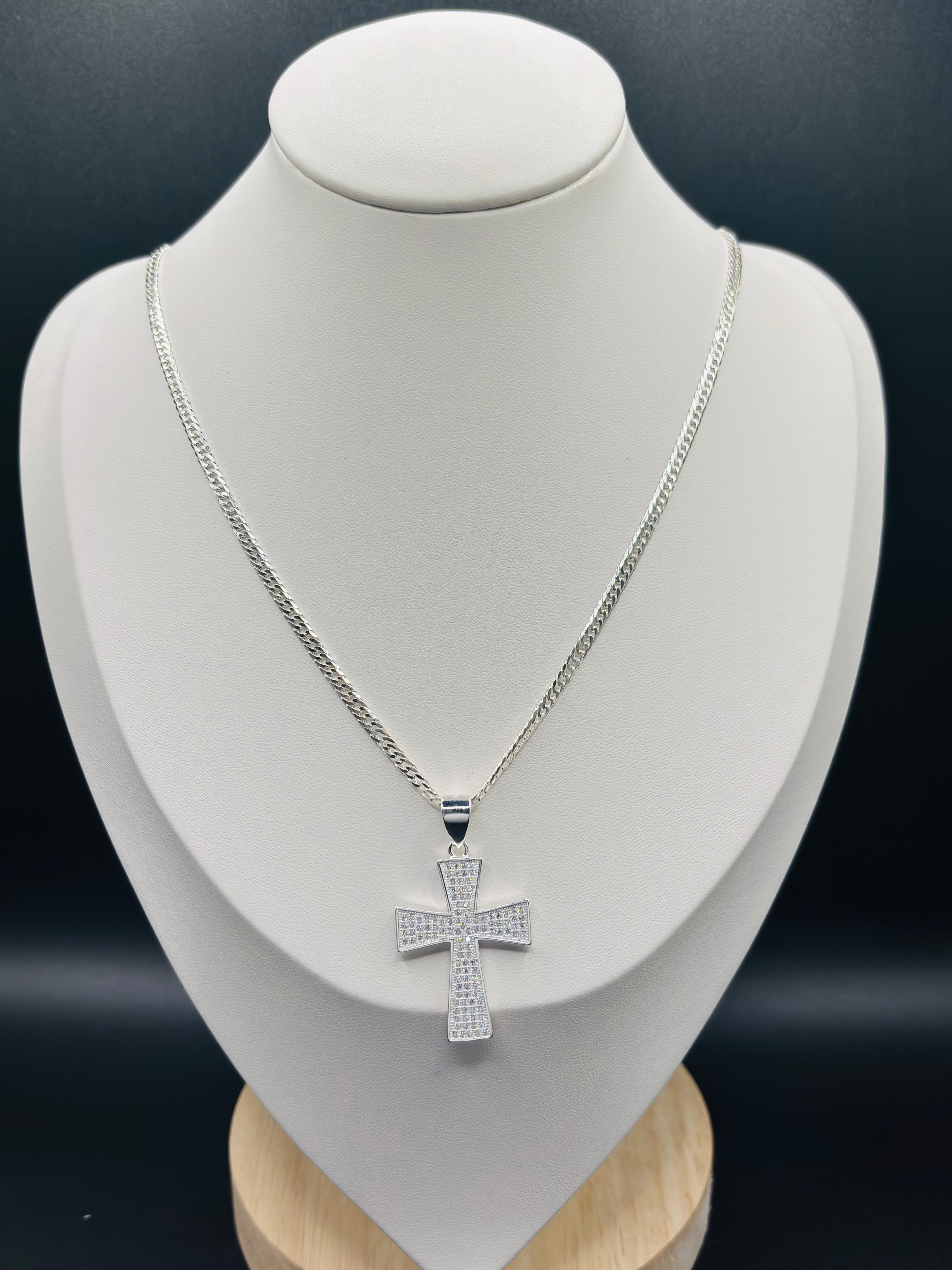 S925 Silver Big Cross Necklace