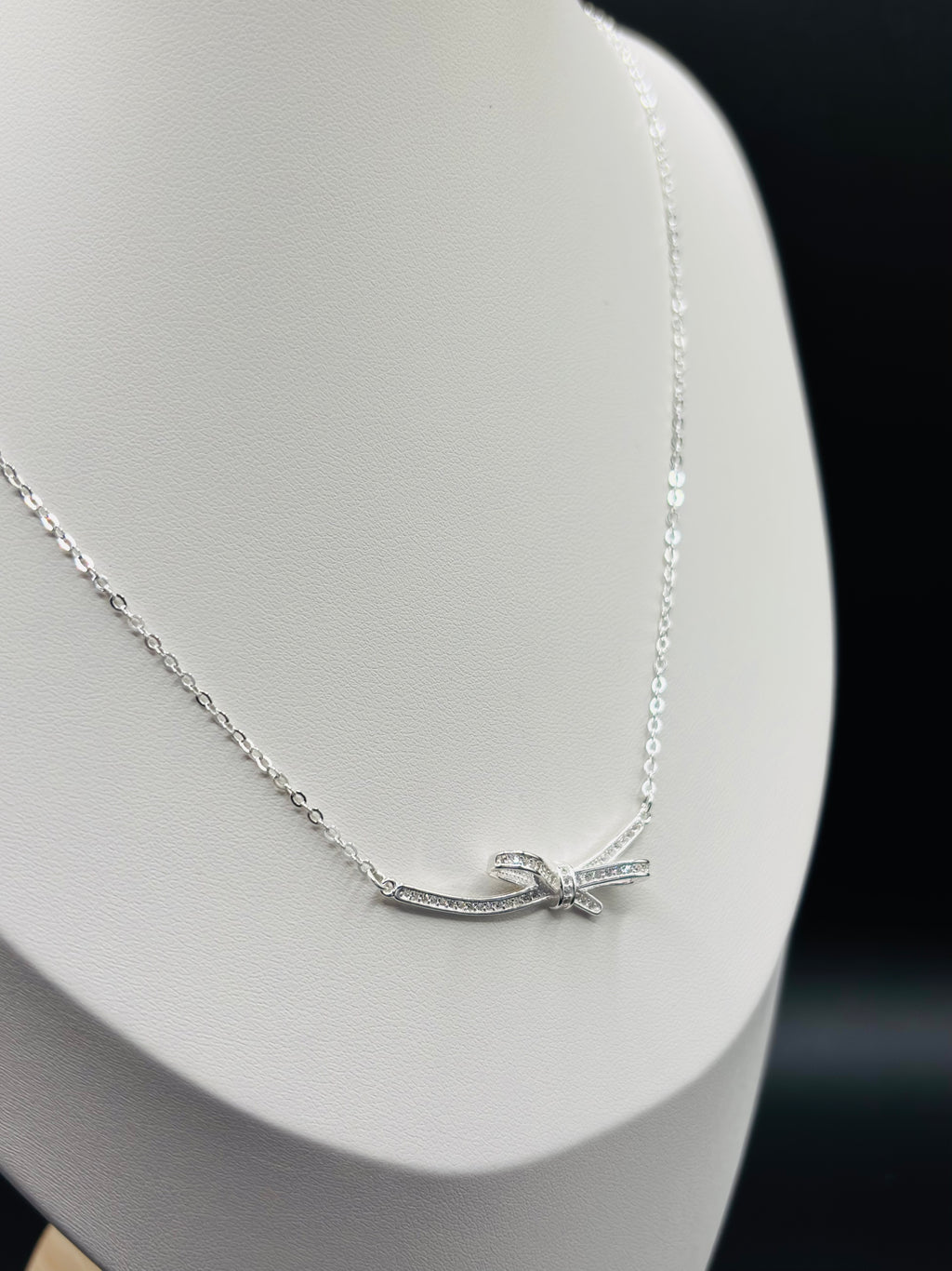 S925 Silver Ribbon Necklace