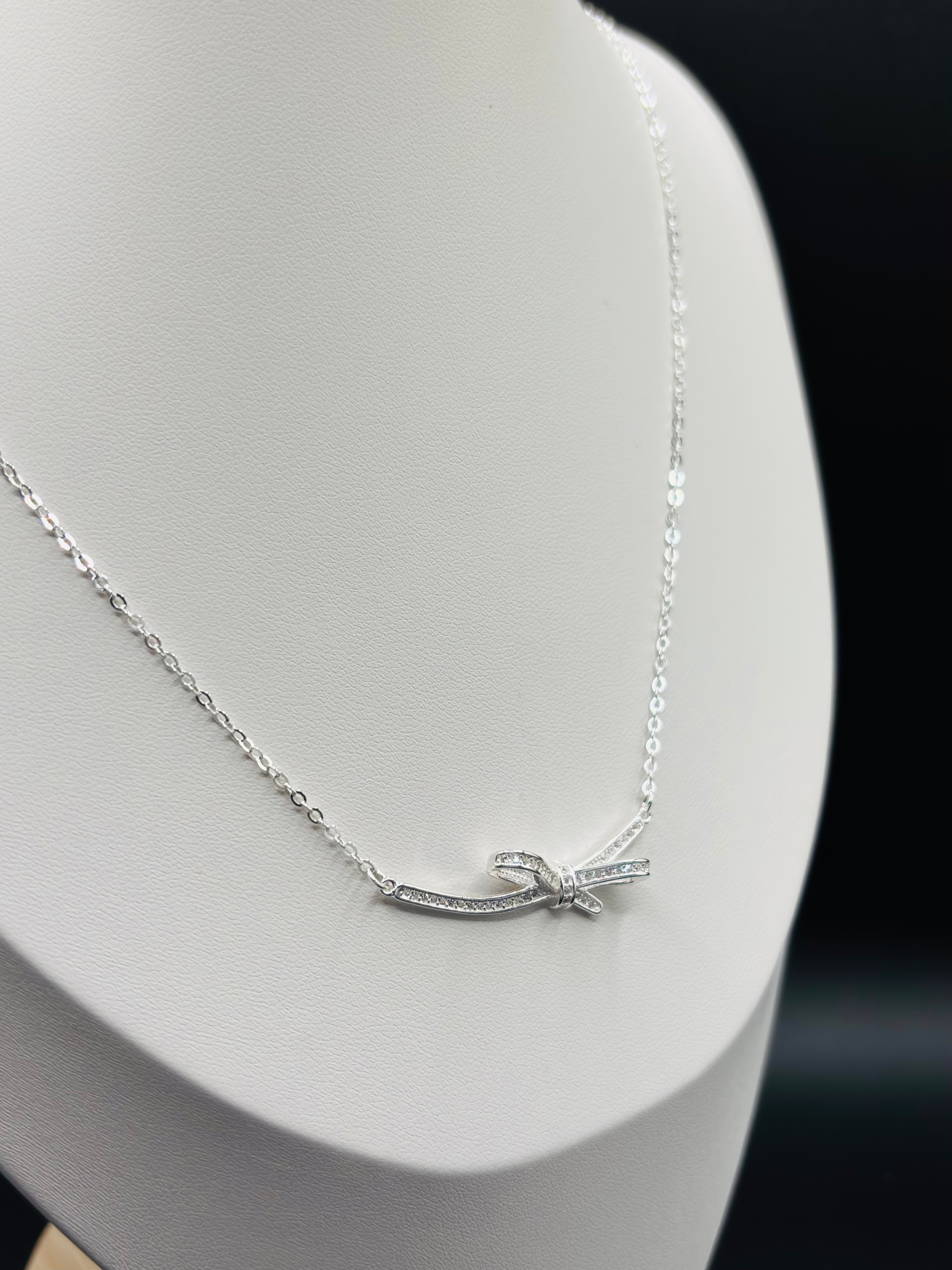 S925 Silver Ribbon Necklace
