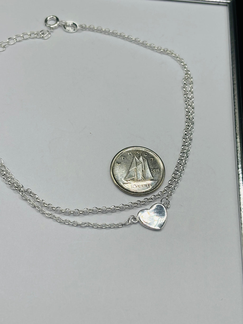 S925 Silver Heart Double Anklet