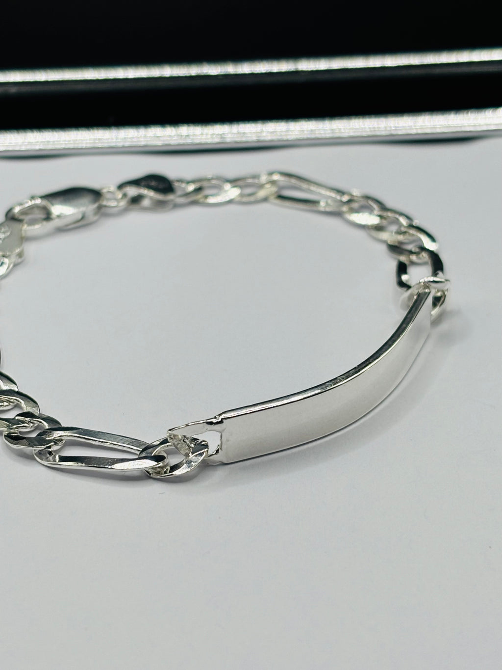 S925 Silver Name Figaro Bracelet 7mm