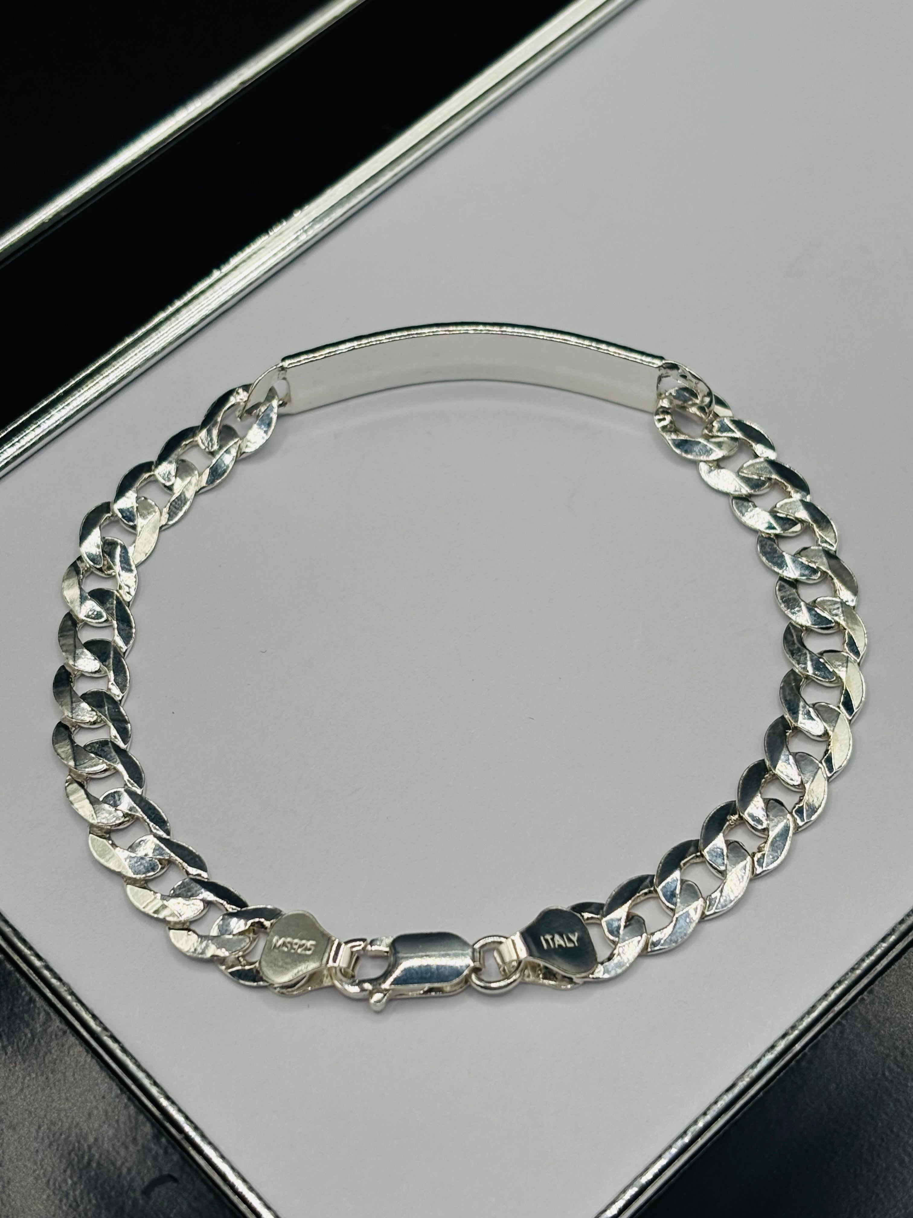 S925 Silver Name Curb Bracelet