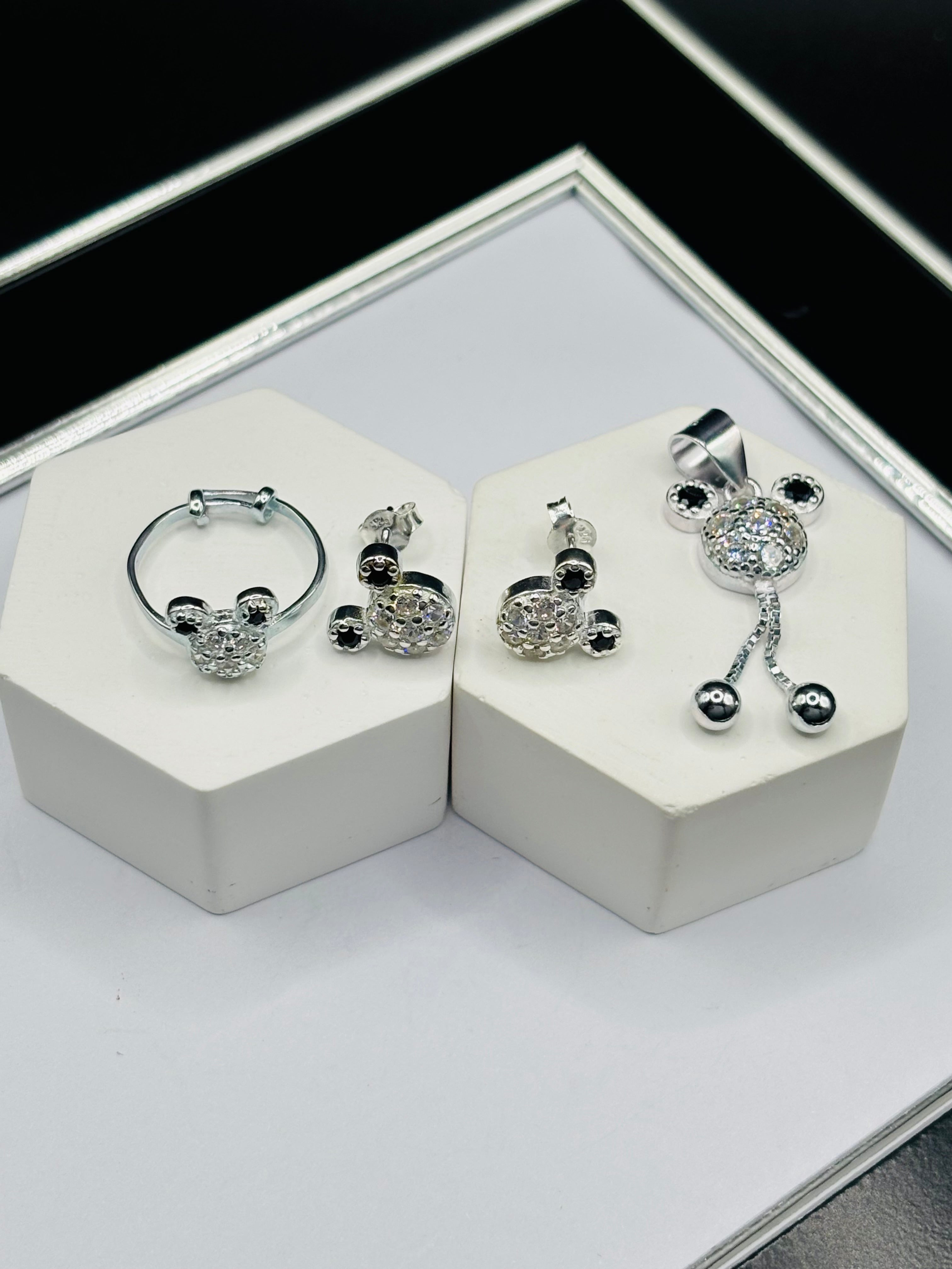 S925 Silver MM Ring, Earrings and Pendant Kids Set
