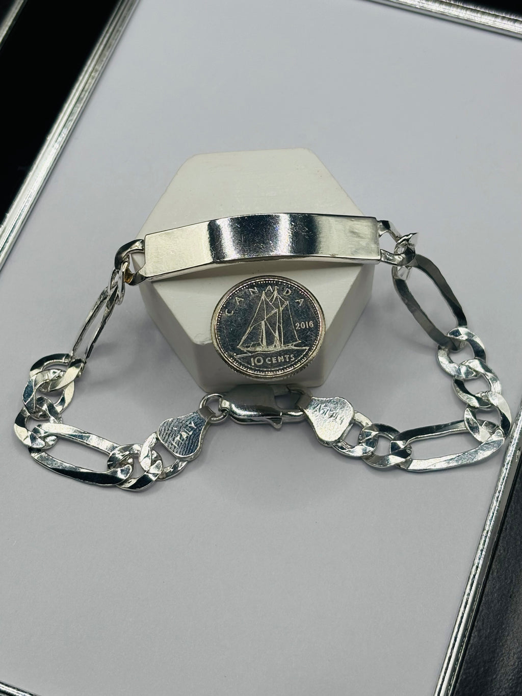 S925 Silver name Figaro Bracelet