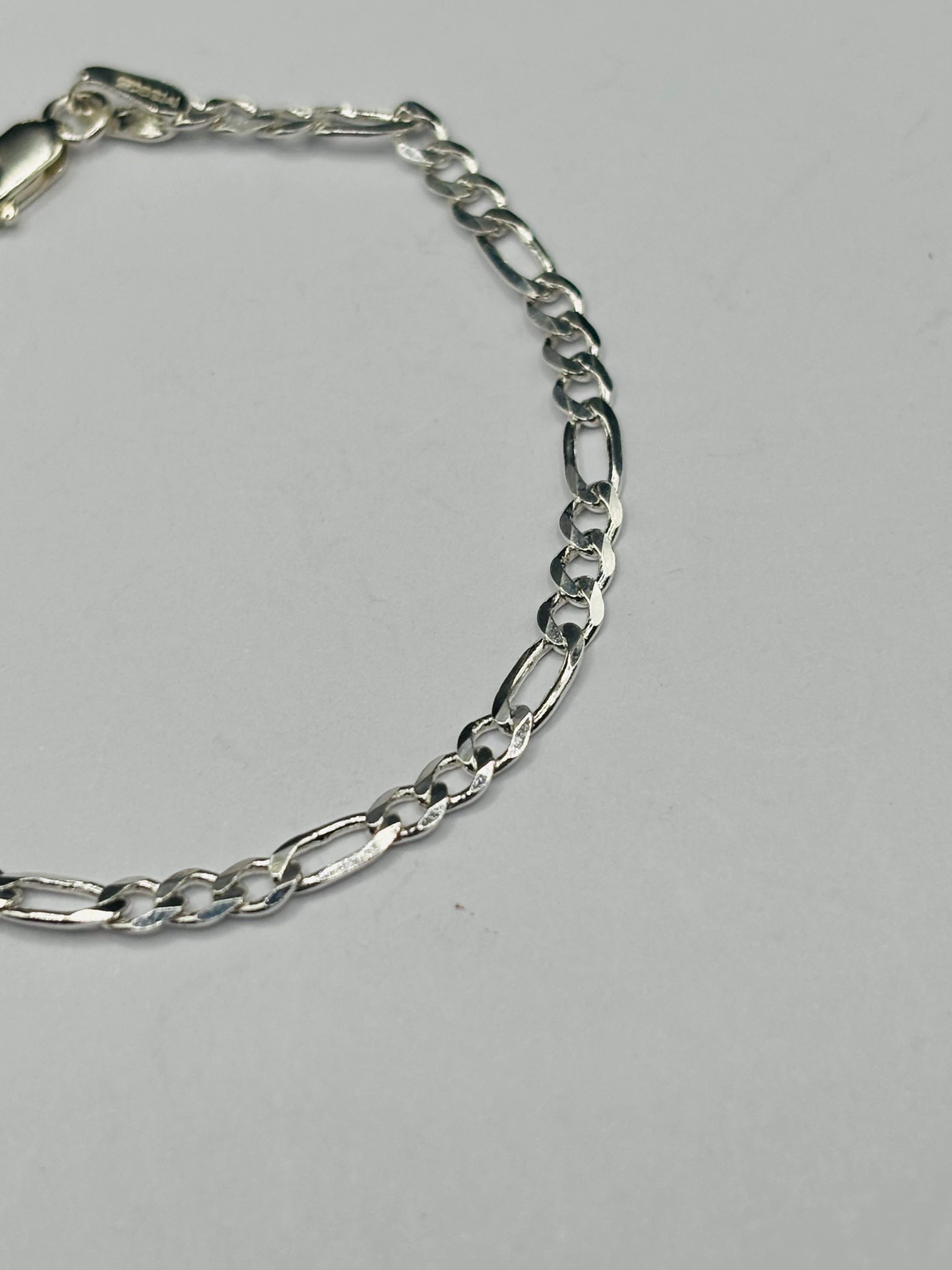 S925 Silver Figaro Kids Bracelet