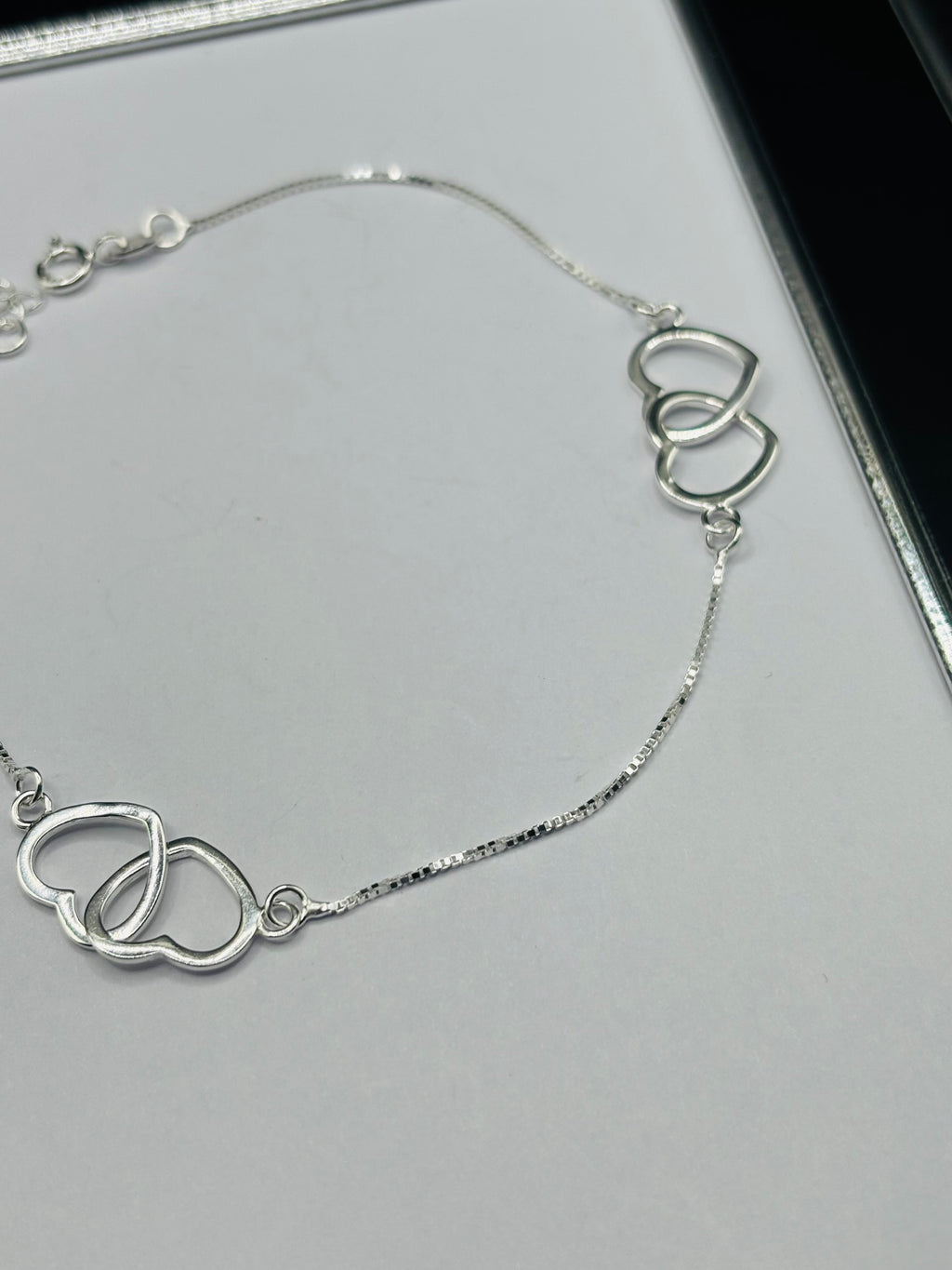 S925 Silver Double Heart Anklet