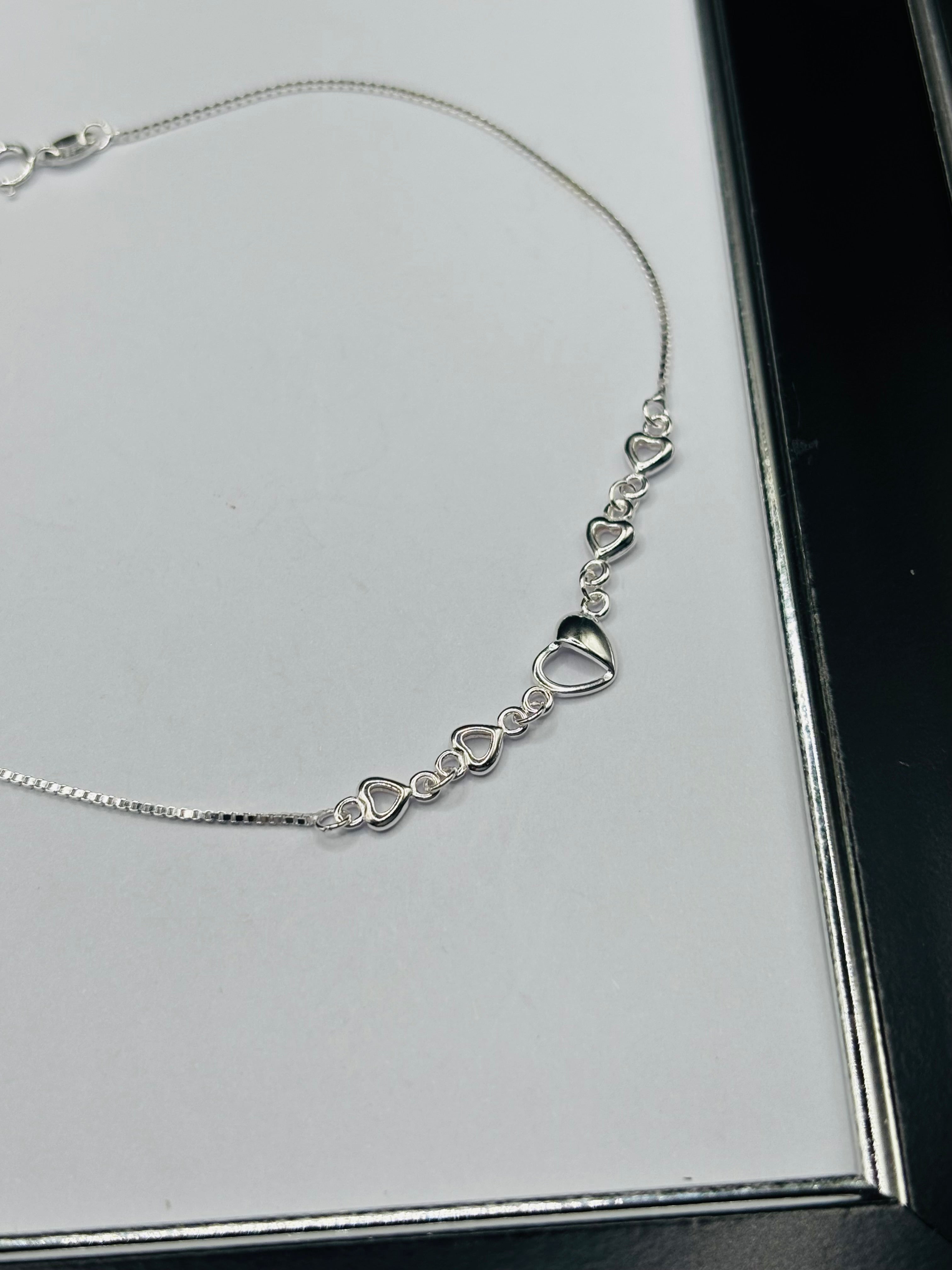 S925 Double Heart Anklet