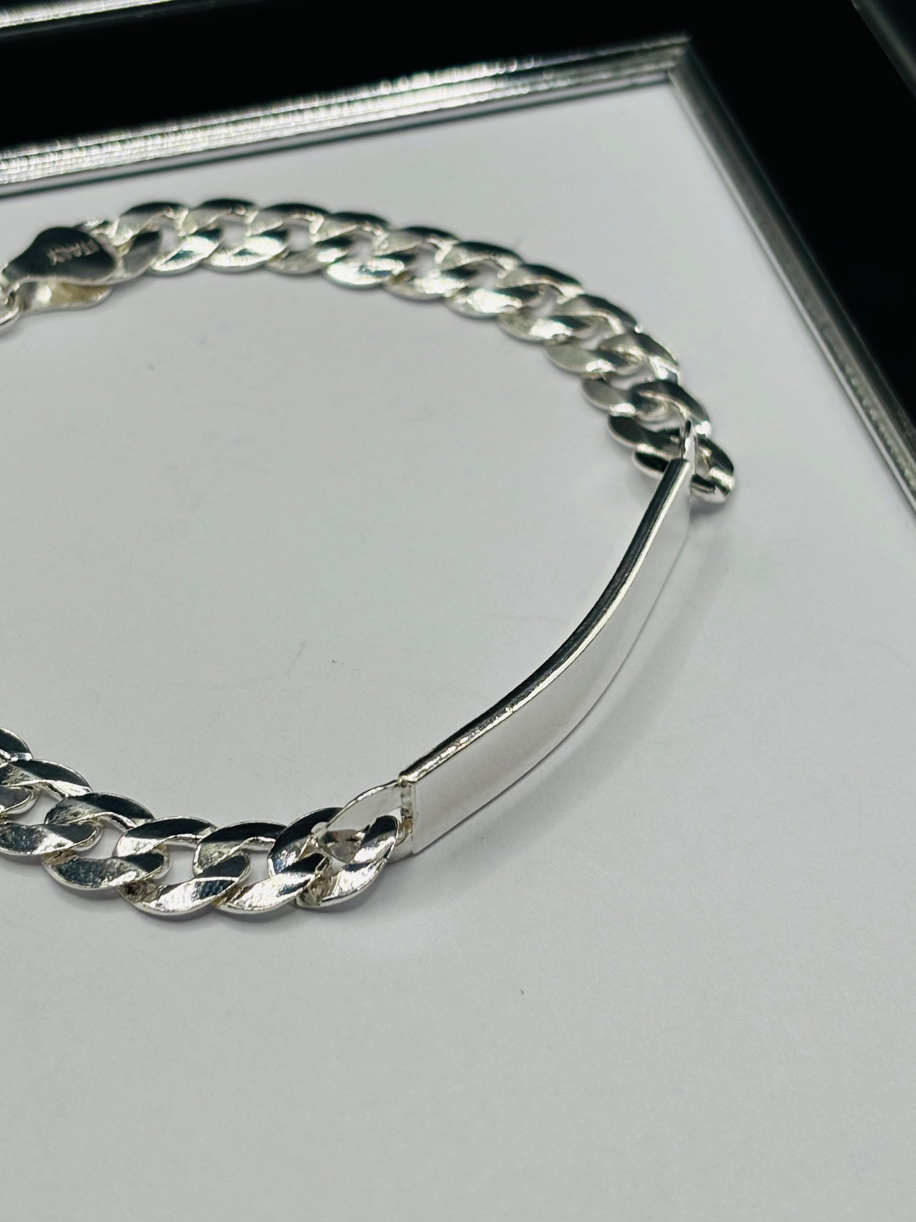 S925 Silver Name Flat Curb Bracelet