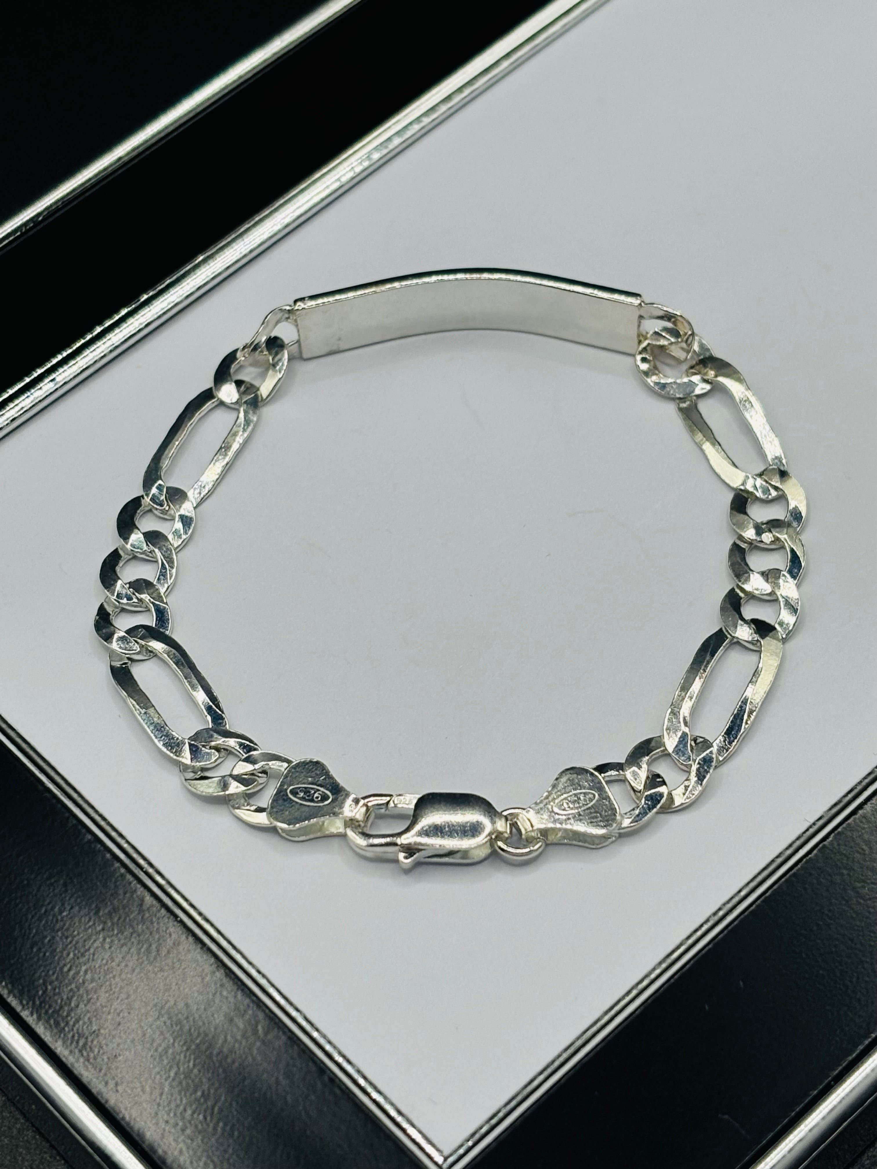 S925 Silver name Figaro Bracelet